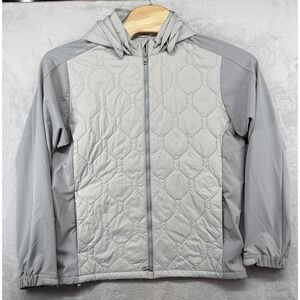 Peter Millar Rush Hooded Jacket Gray MS24EZ37 Quilted Classic Fit Men's M NOWT